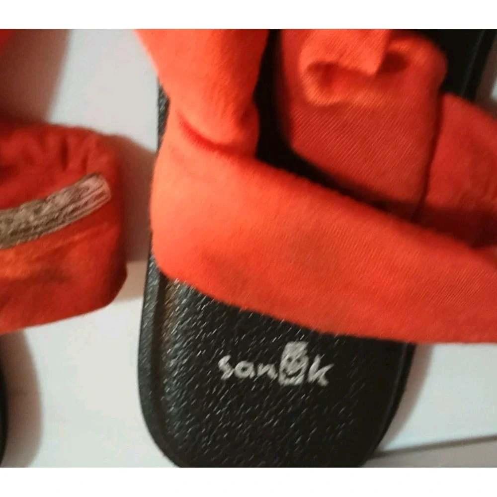 Sanuk Sling Back Sandal Yoga Orange‎ Black Size 7W